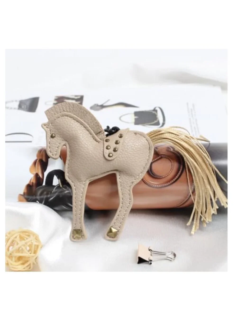 Genuine Leather Horse Keychain Bag Charm